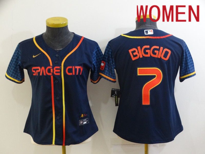 Women Houston Astros #7 Biggio Blue City Edition Game Nike 2022 MLB Jersey